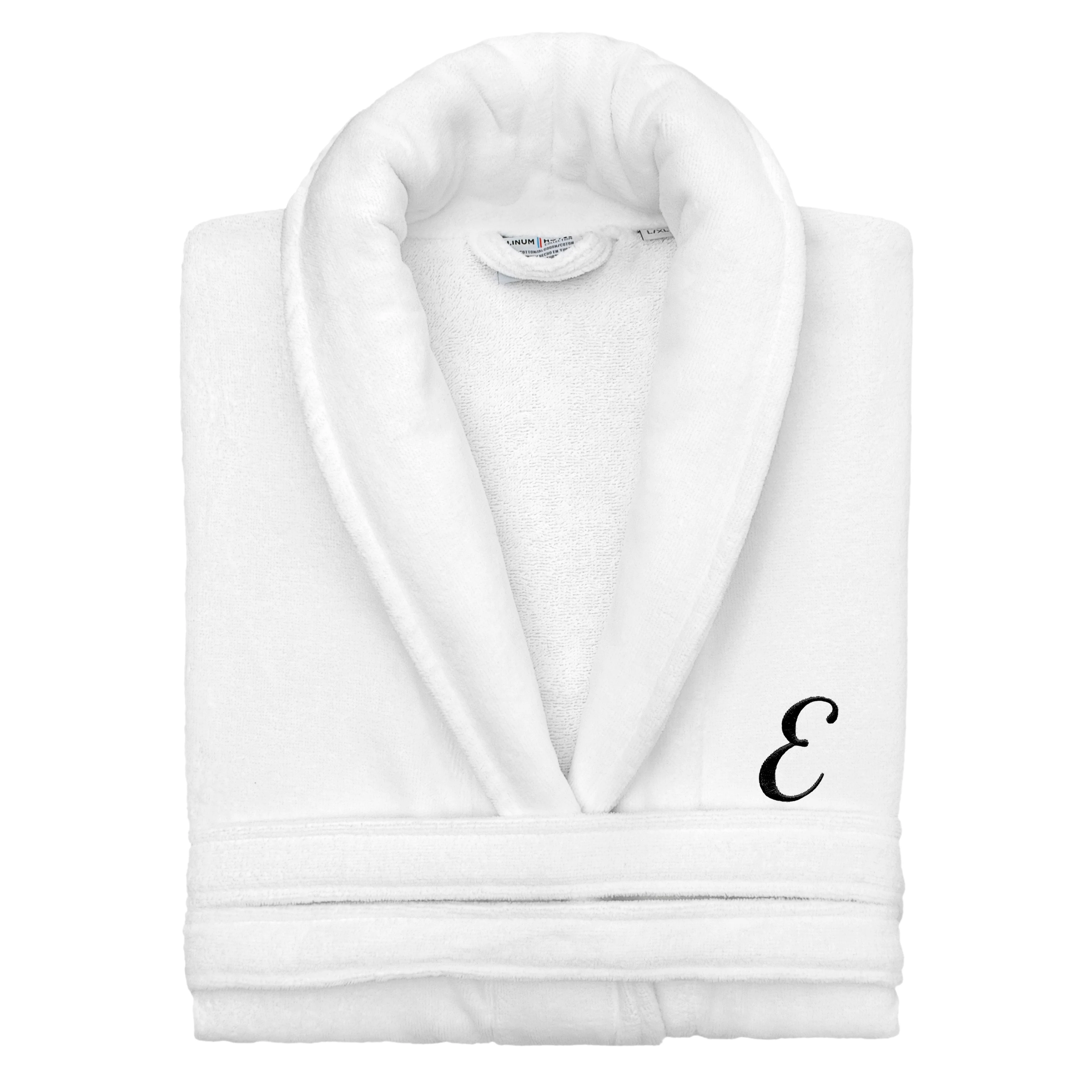 Authentic Hotel and Spa 100% Turkish Cotton Personalized Unisex Anovia Velour Bathrobe - Black Script Font