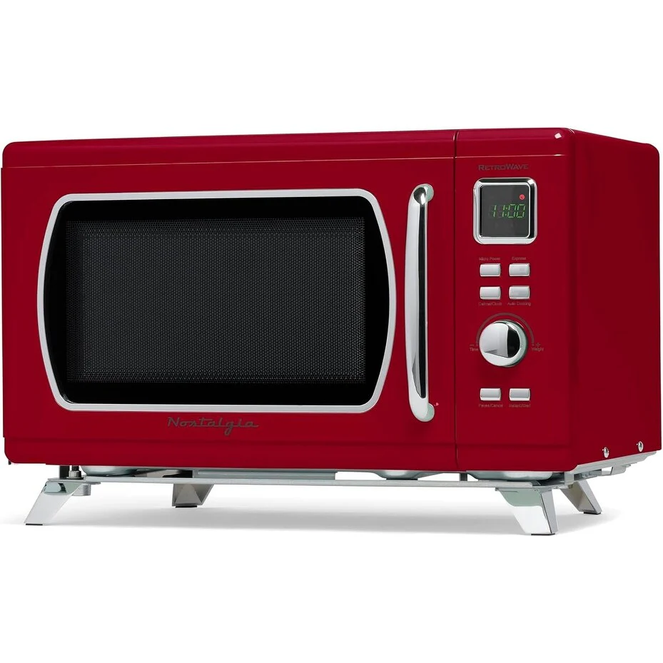 0.9 Cu Ft Retro-Style Microwave with 800W Power & Bold Red Design for Countertop Use