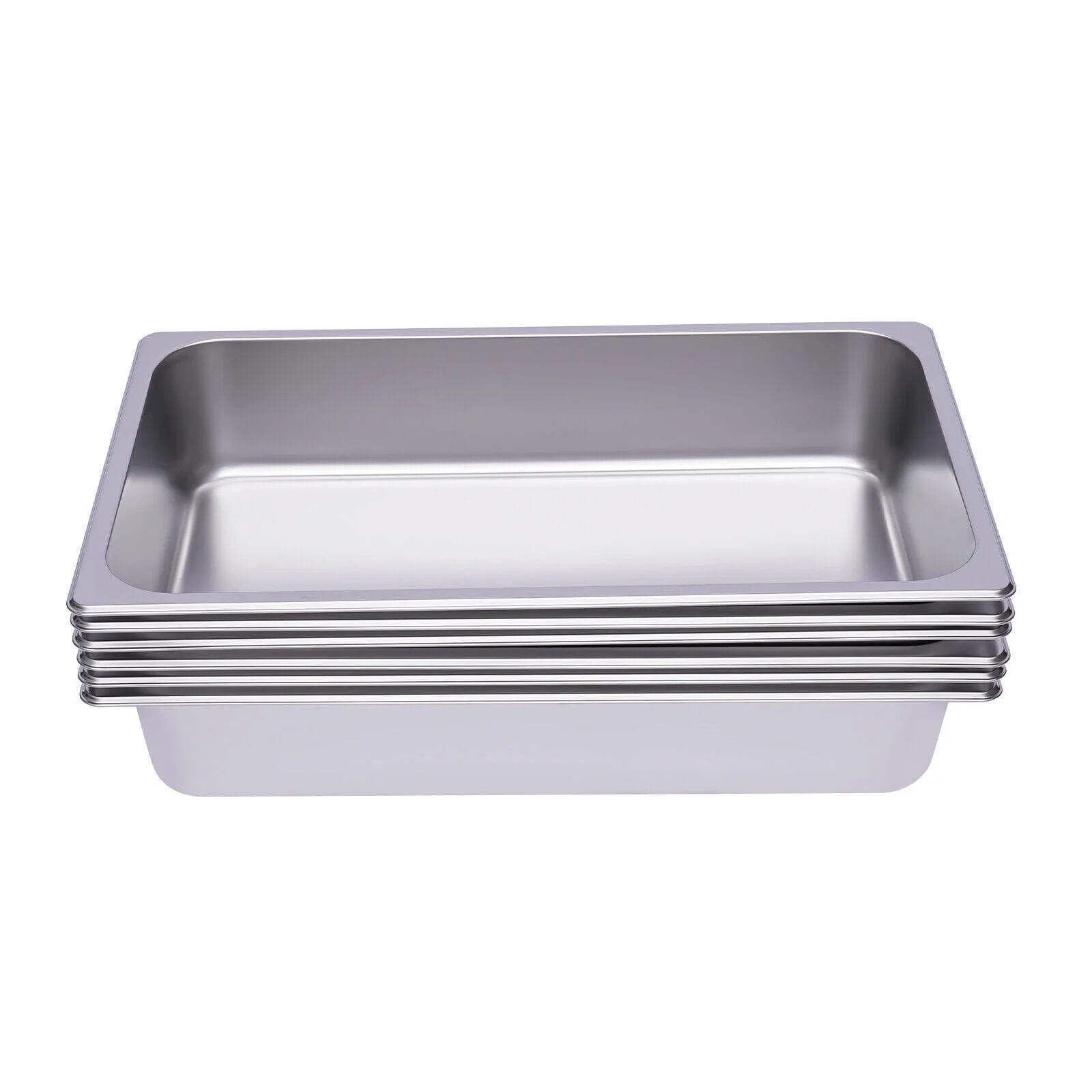 6-Pack Full Size 4" Deep Stainless Steel Steam Table Food Pans