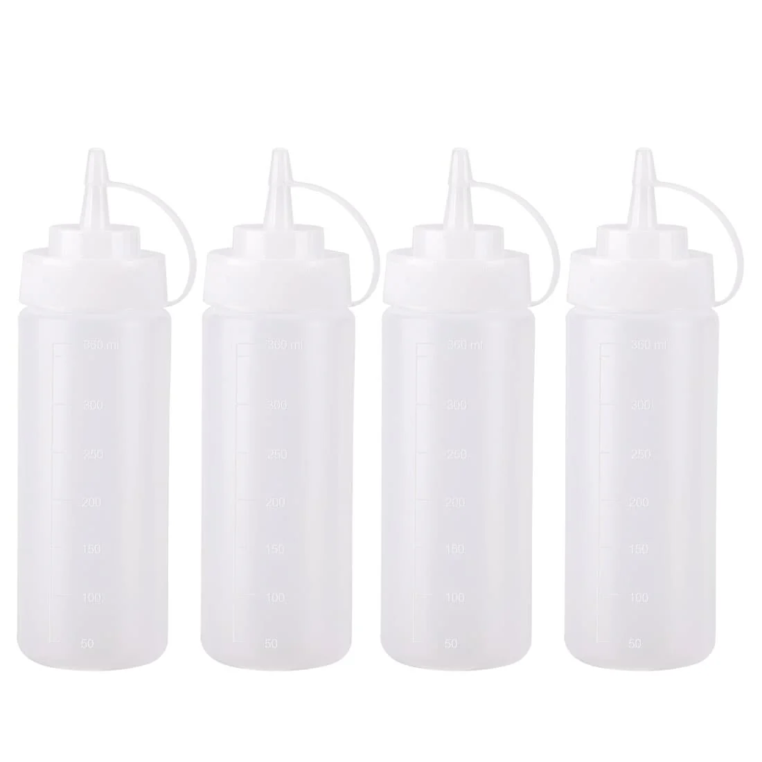 4pcs 12 Oz Plastic Condiment Squeeze Bottles Dispenser with Cap