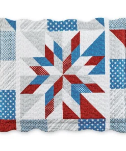 Americana Patchwork Geometric Star Pillow Sham