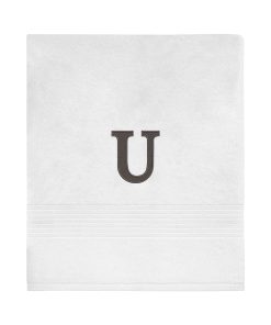 Avanti Linens Wht/Gry Block Monogram Bath Towel - Bath Towel