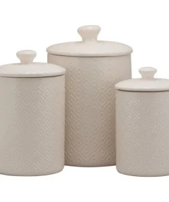 10 Strawberry Street Diamond 3 Piece Canister Set, White