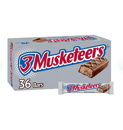 3 Musketeers Chocolate Candy Bars Full Size Bulk Pack (1.92 oz., 36 ct.)