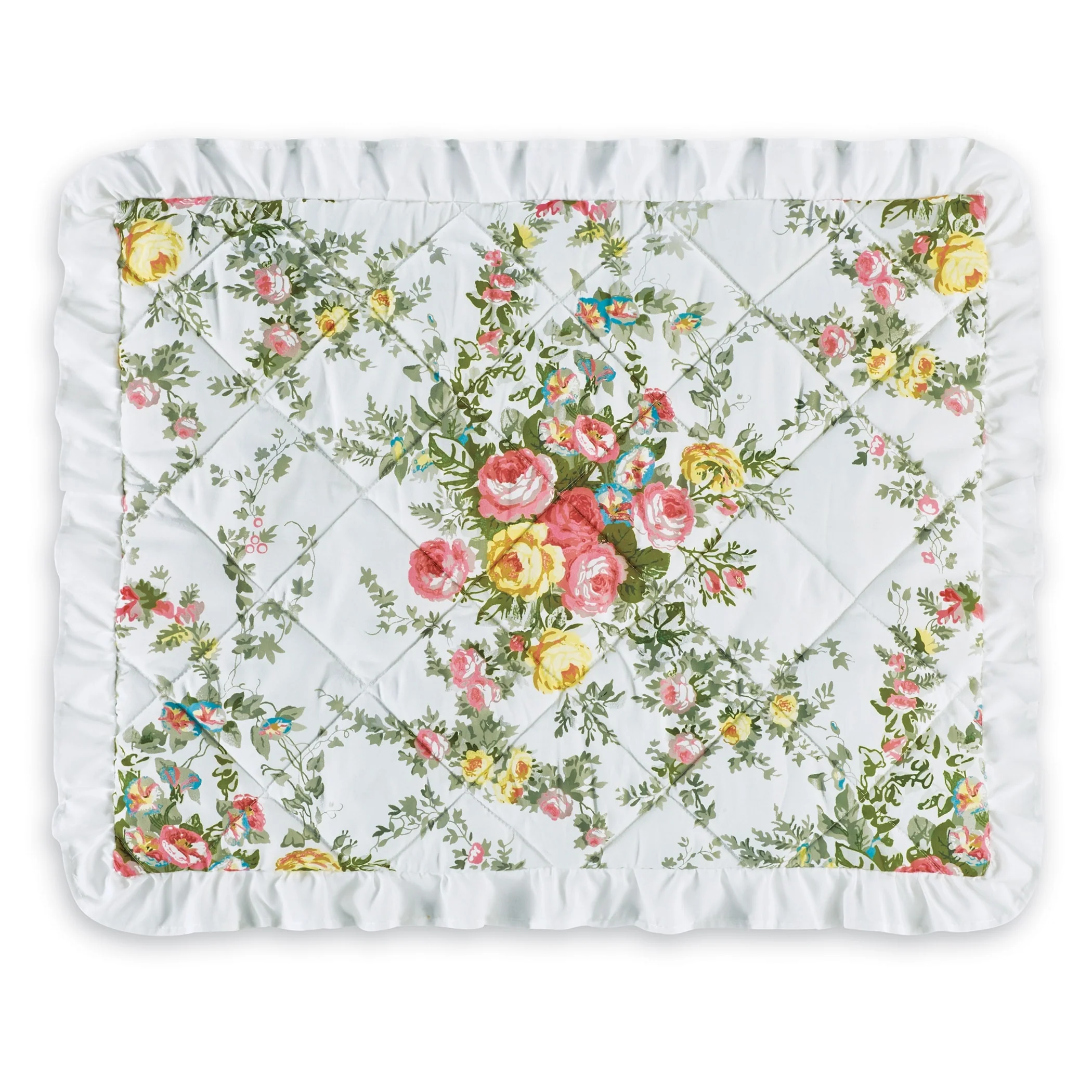 Floral Design Ruffled Edge Pillow Sham