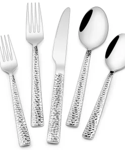 40Pcs Hammered Stainless Steel Flatware Set for 8