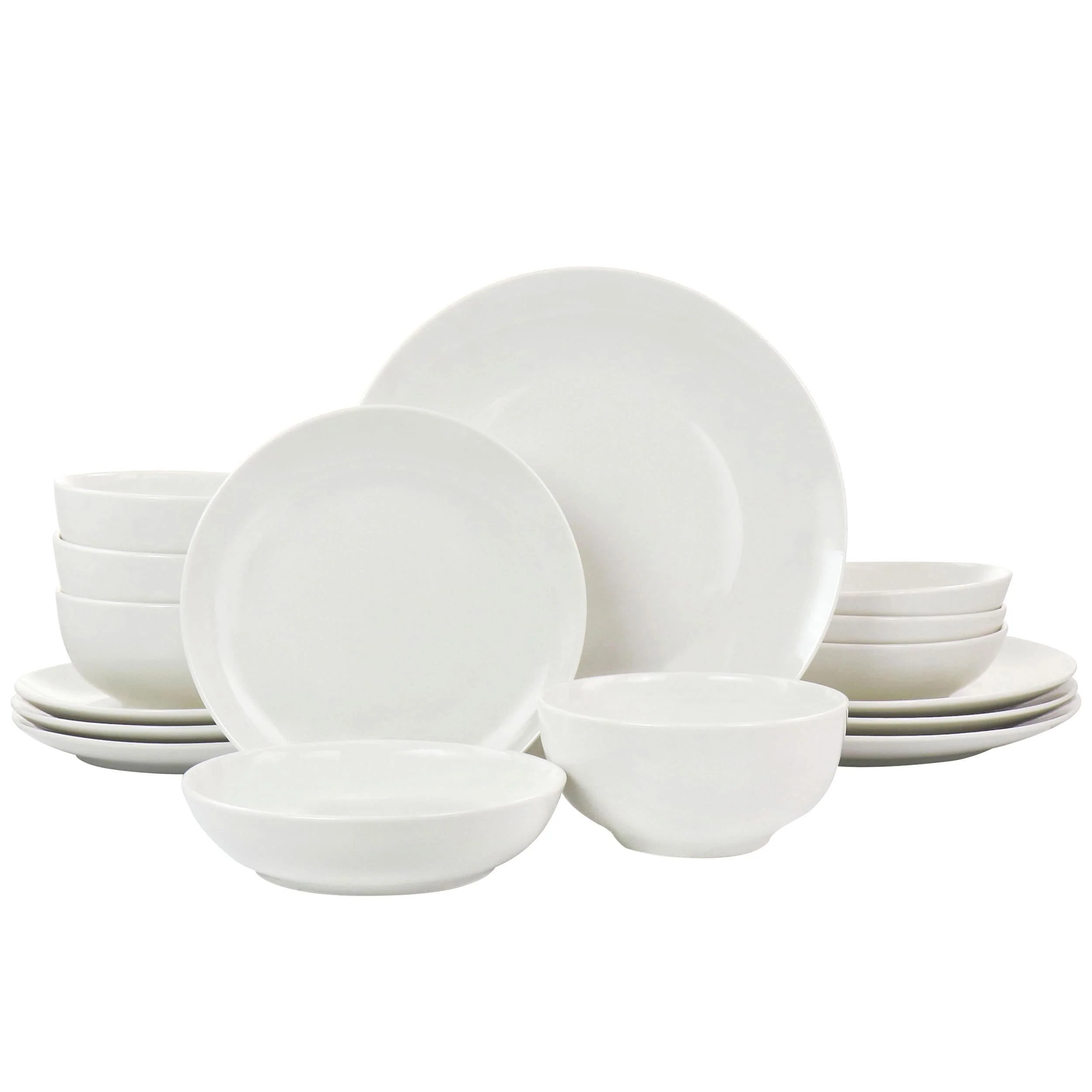16 Piece Double Bowl Dinnerware Set in Porcelain