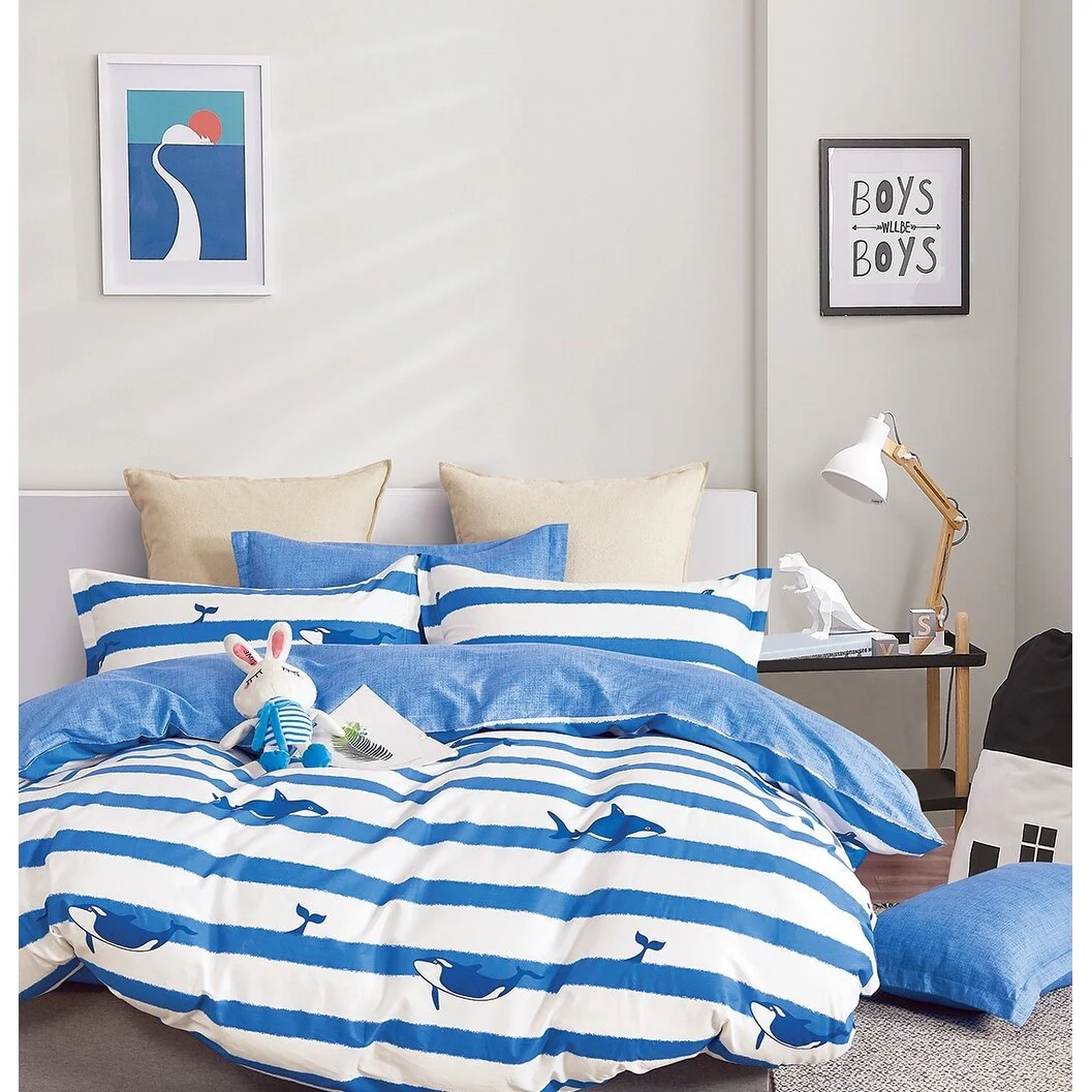 Lennon Blue Whale 100% Cotton Comforter Set
