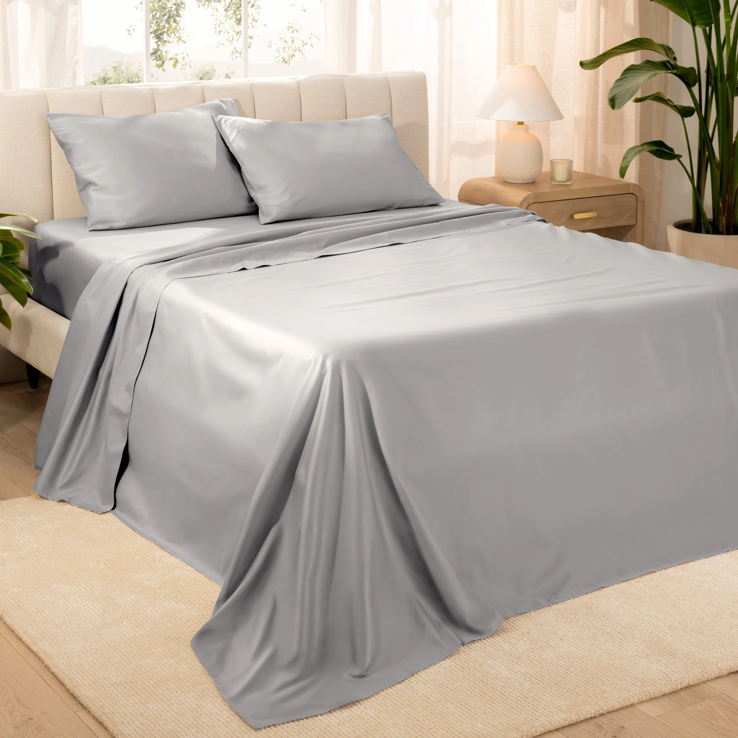 Bare Home Organic Cotton Sheet Set - Silky Smooth Sateen Weave