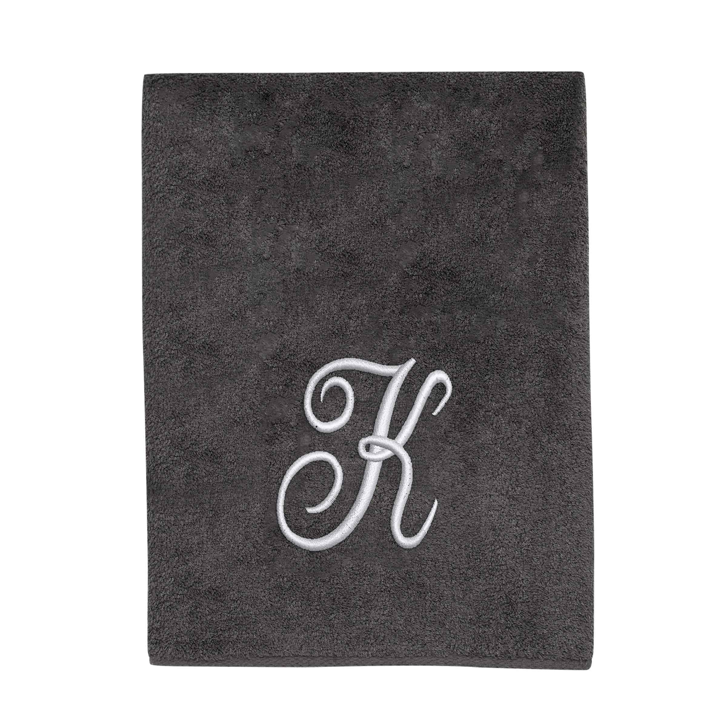 Avanti Linens Granite/Silver Script Monogram Bath Towel Letter K - Bath Towel