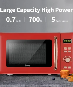 Daily Boutik 20L / 0.7cuft Retro Microwave With Display&Handle - 17.76" x 10.16" x 13.94"