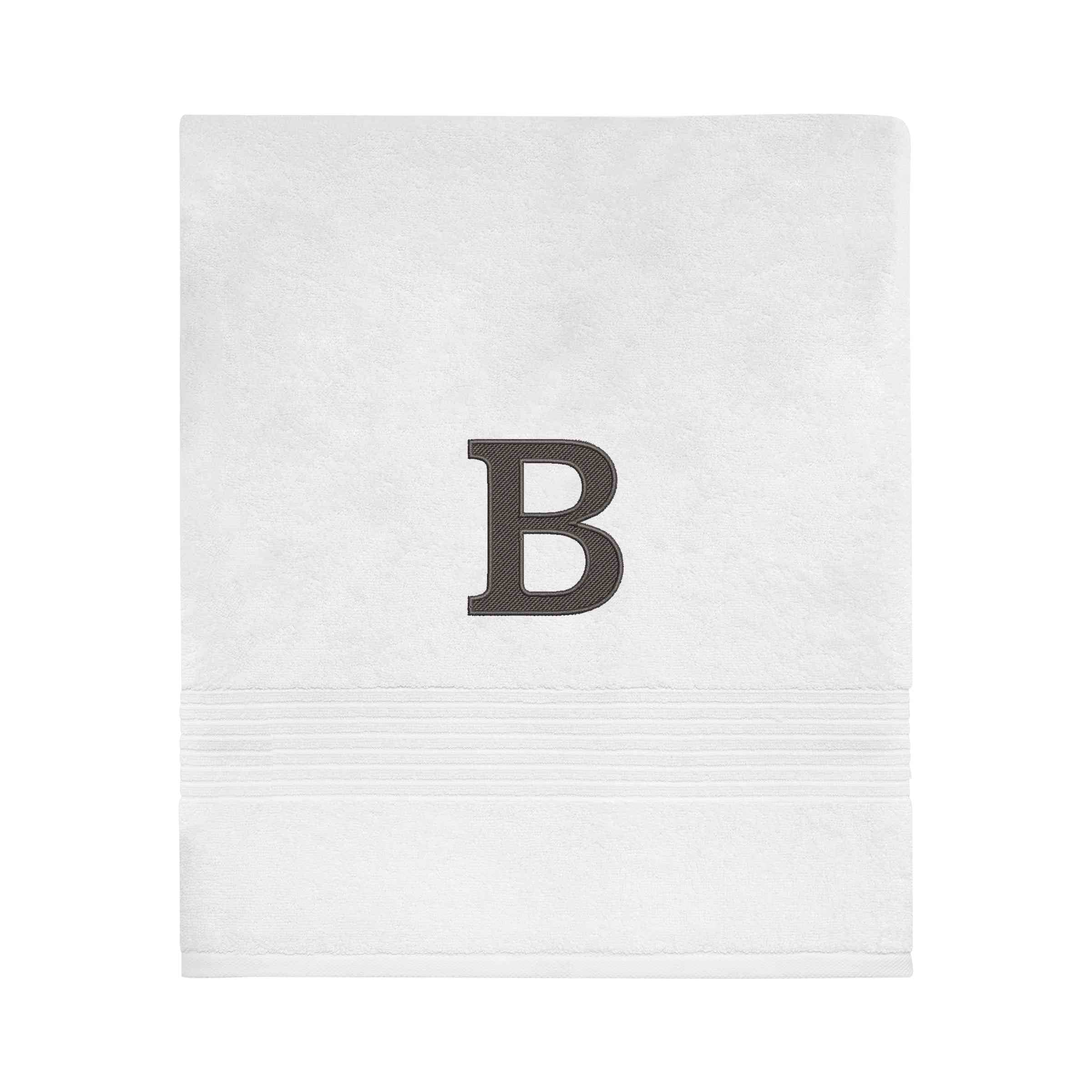 Avanti Linens Wht/Gry Block Monogram Bath Towel - Bath Towel