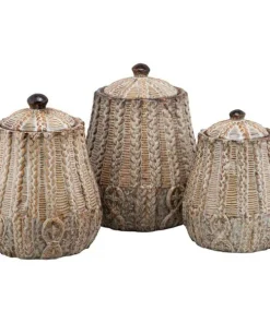 10 Strawberry Street Braided 3 Piece Canister Set, Rust