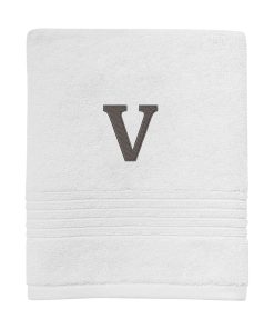 Avanti Linens Wht/Gry Block Monogram Hand Towel - Hand Towel