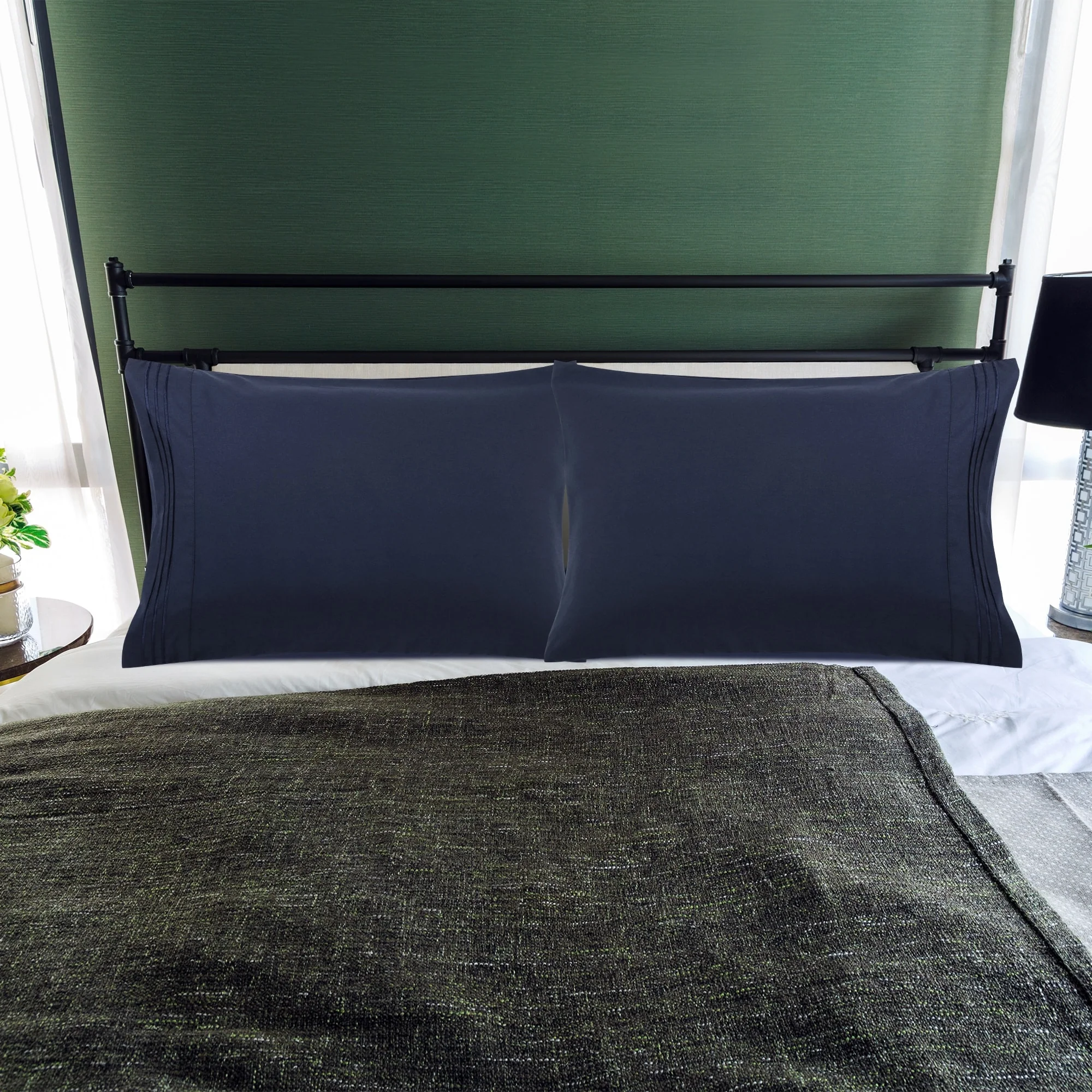 2Pcs Microfiber Embroidery Pillowcases Envelop 20"x26"