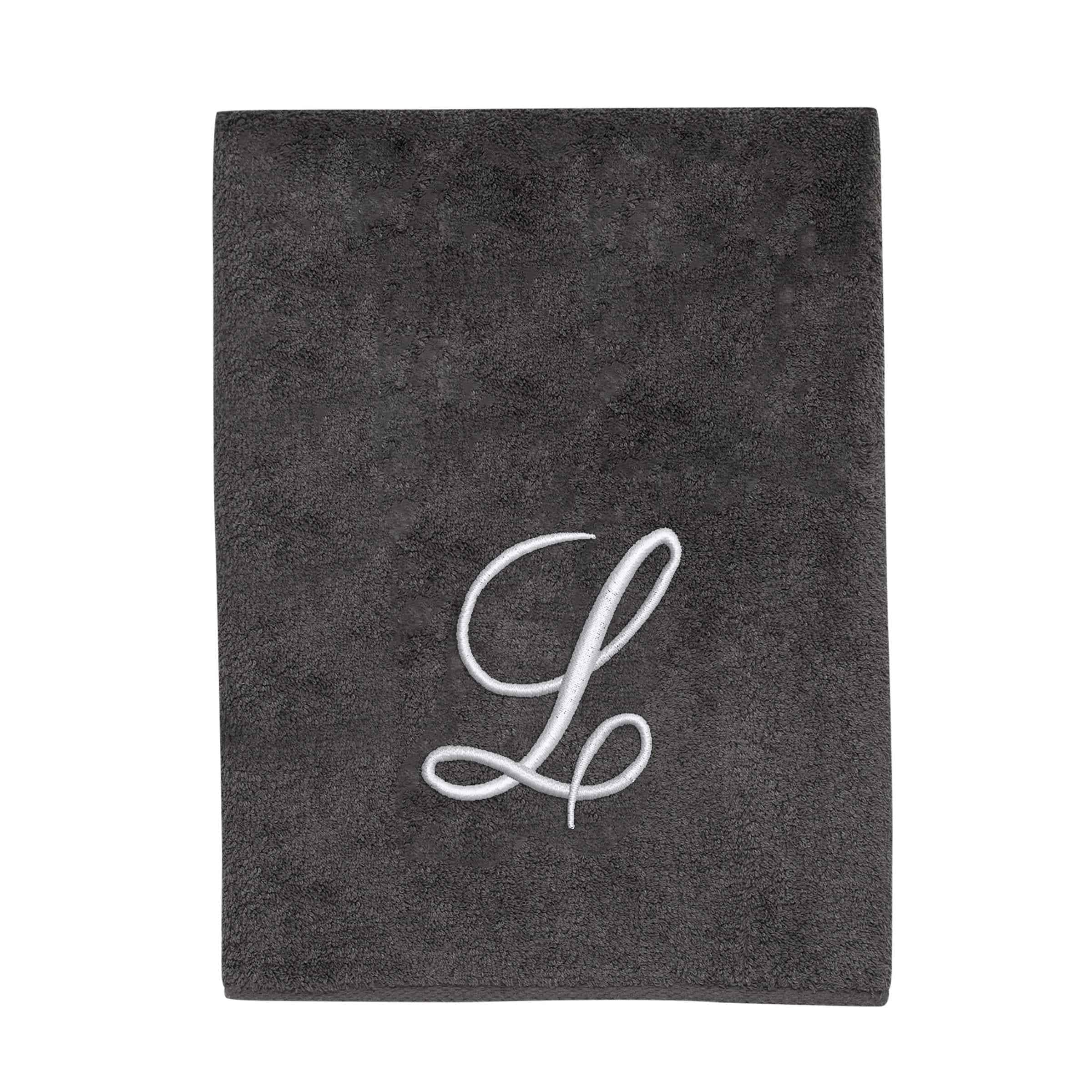 Avanti Linens Granite/Silver Script Monogram Bath Towel Letter L - Bath Towel