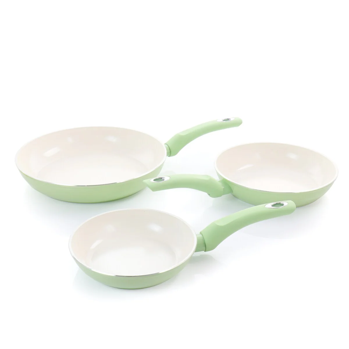 Gibson Home Pastel 3Pc Al Nonstick Ceramic Frying Pan Set Mint