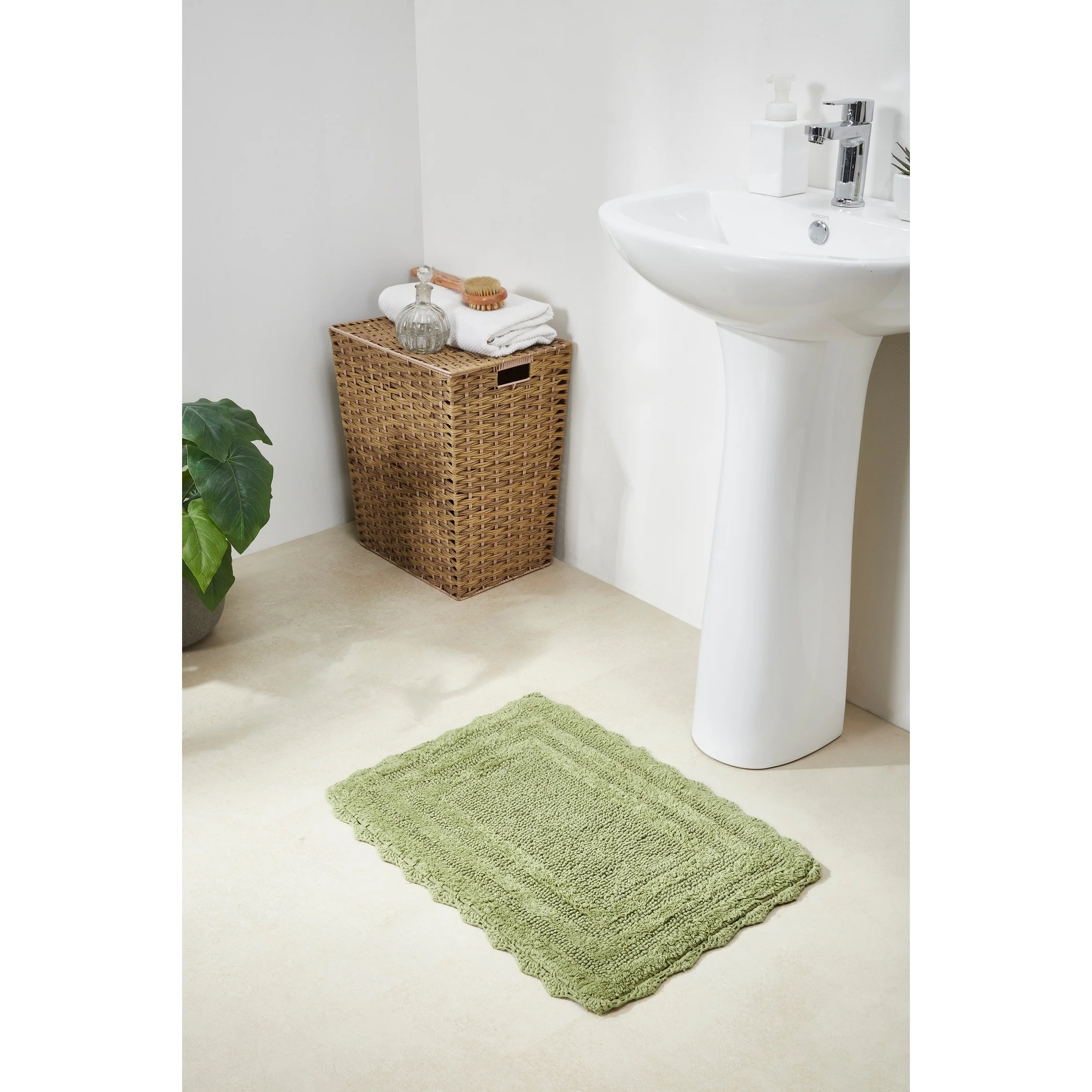 Better Trends Bath Rugs Set 100% Cotton Soft & Water Absorbent Tufted Bathroom Rug for Shower, Sink Bath Mats Lilly Crochet