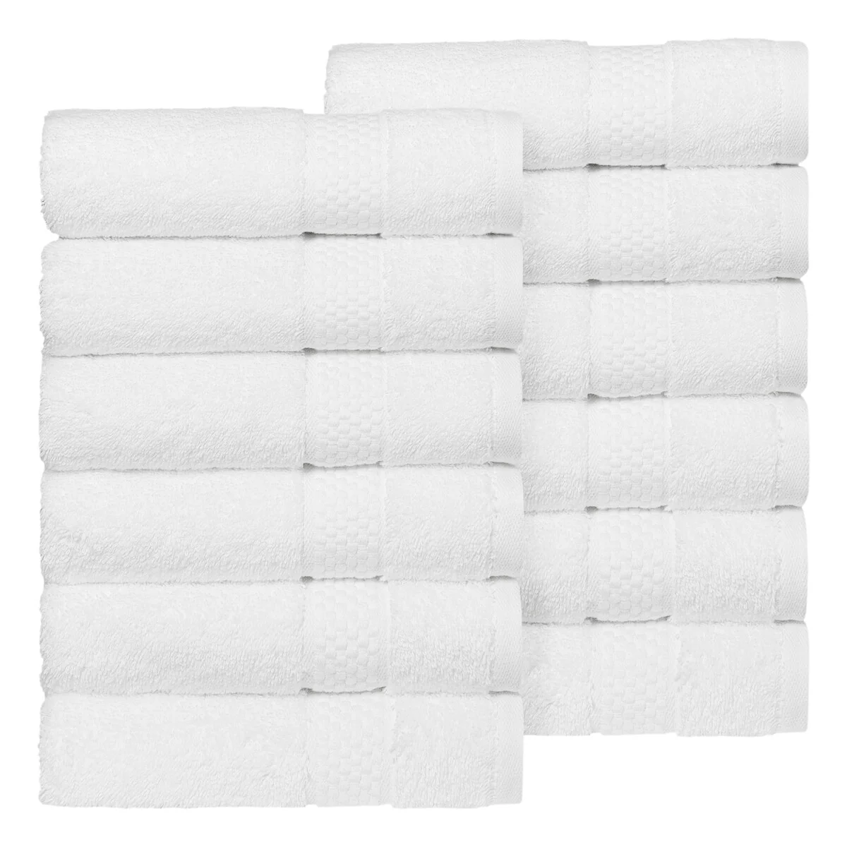 Authentic Hotel and Spa 100% Aeagean Long Staple Turkish Cotton STARLIGHT Terry Hand Towels (Set of 12)