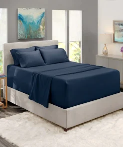 Hearth & Harbor Extra Deep Pocket Bed Sheet Set - Breathable, Super Soft Sheets with Extra Set of Pillowcases