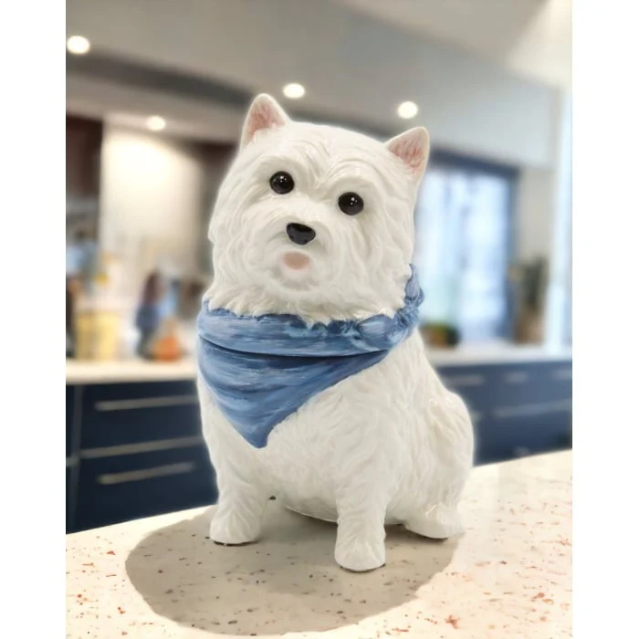 Ceramic West Terrier Dog Cookie Jar 6.25In Gift For Dog Lovers