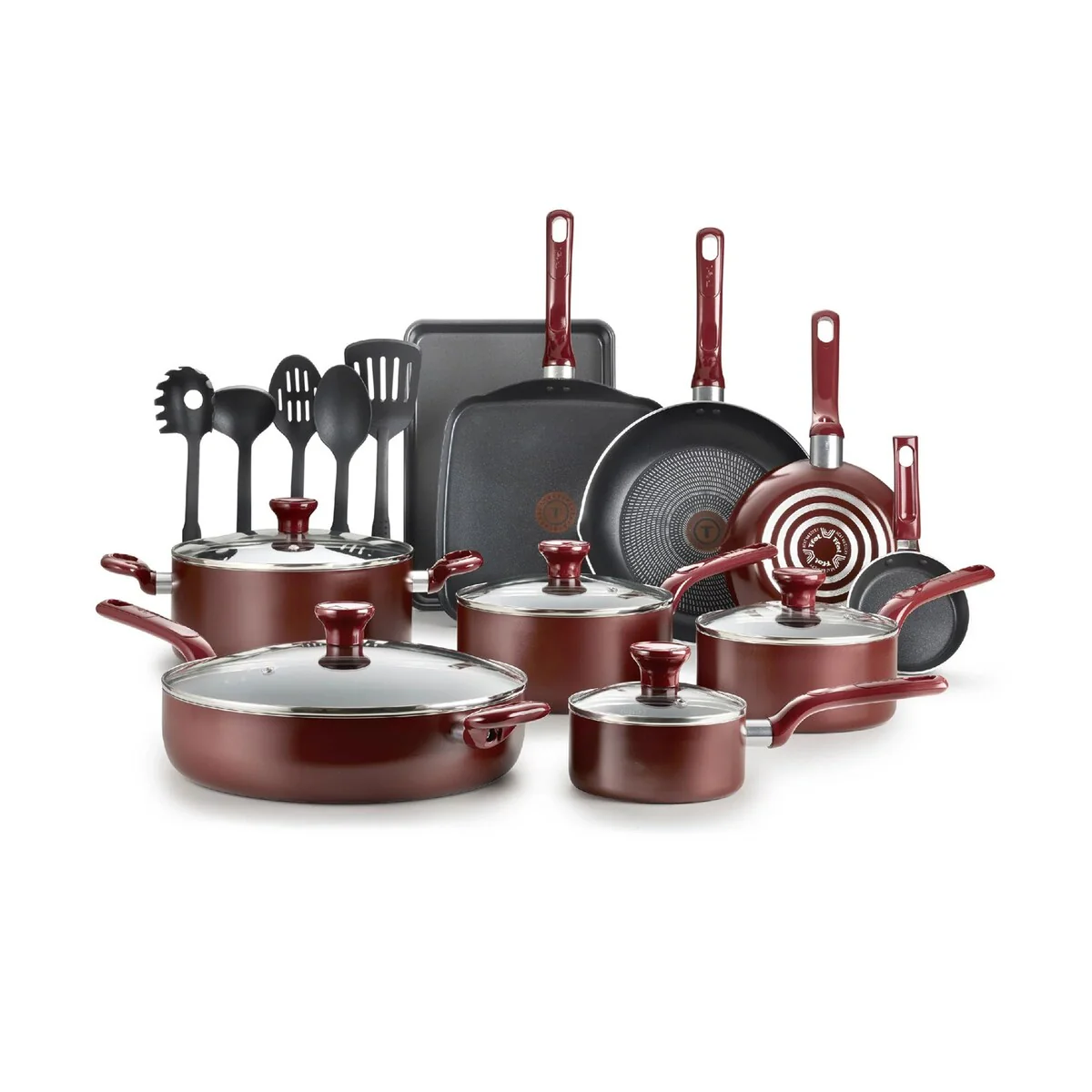 20 Piece Easy Care Nonstick Cookware Set Dishwasher Safe