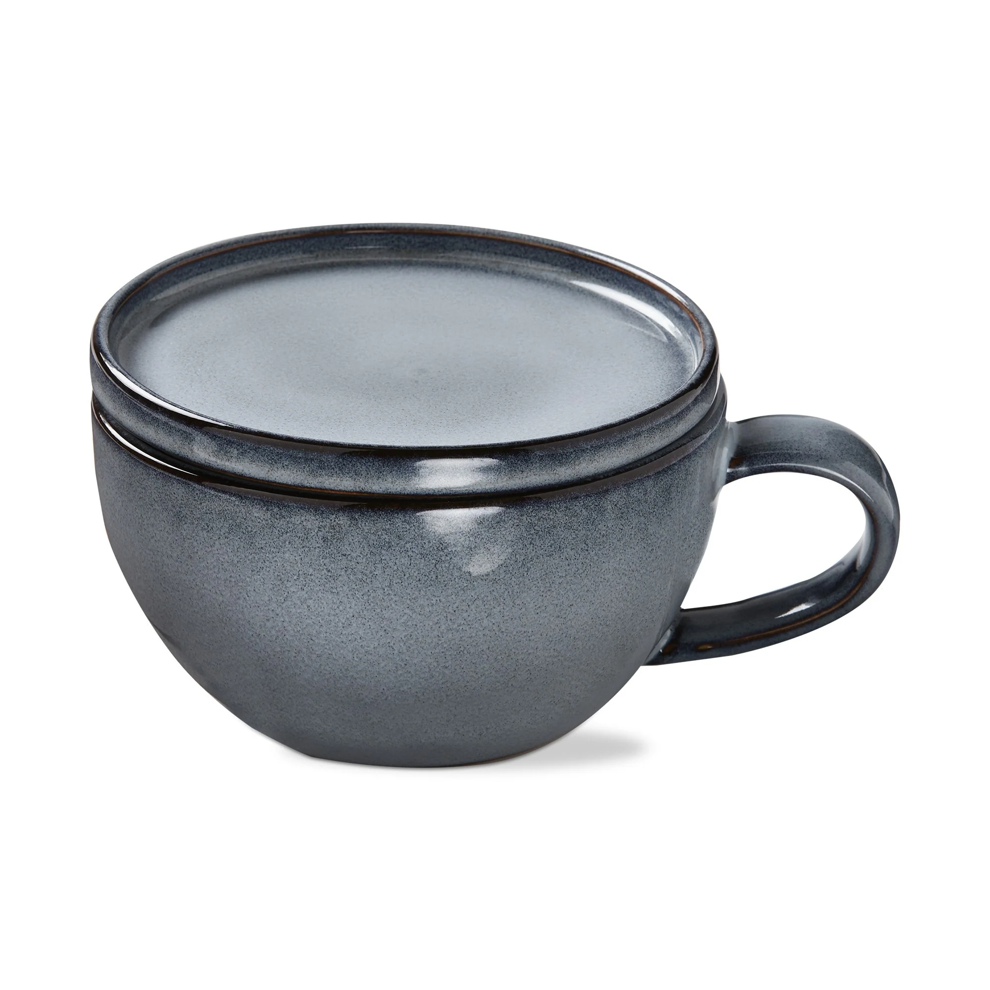 Logan Collection Stoneware Soup Mug with Lid Light Blue 24 oz.