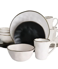 Hammered Stoneware Dinnerware 16 Piece Set in Assorted