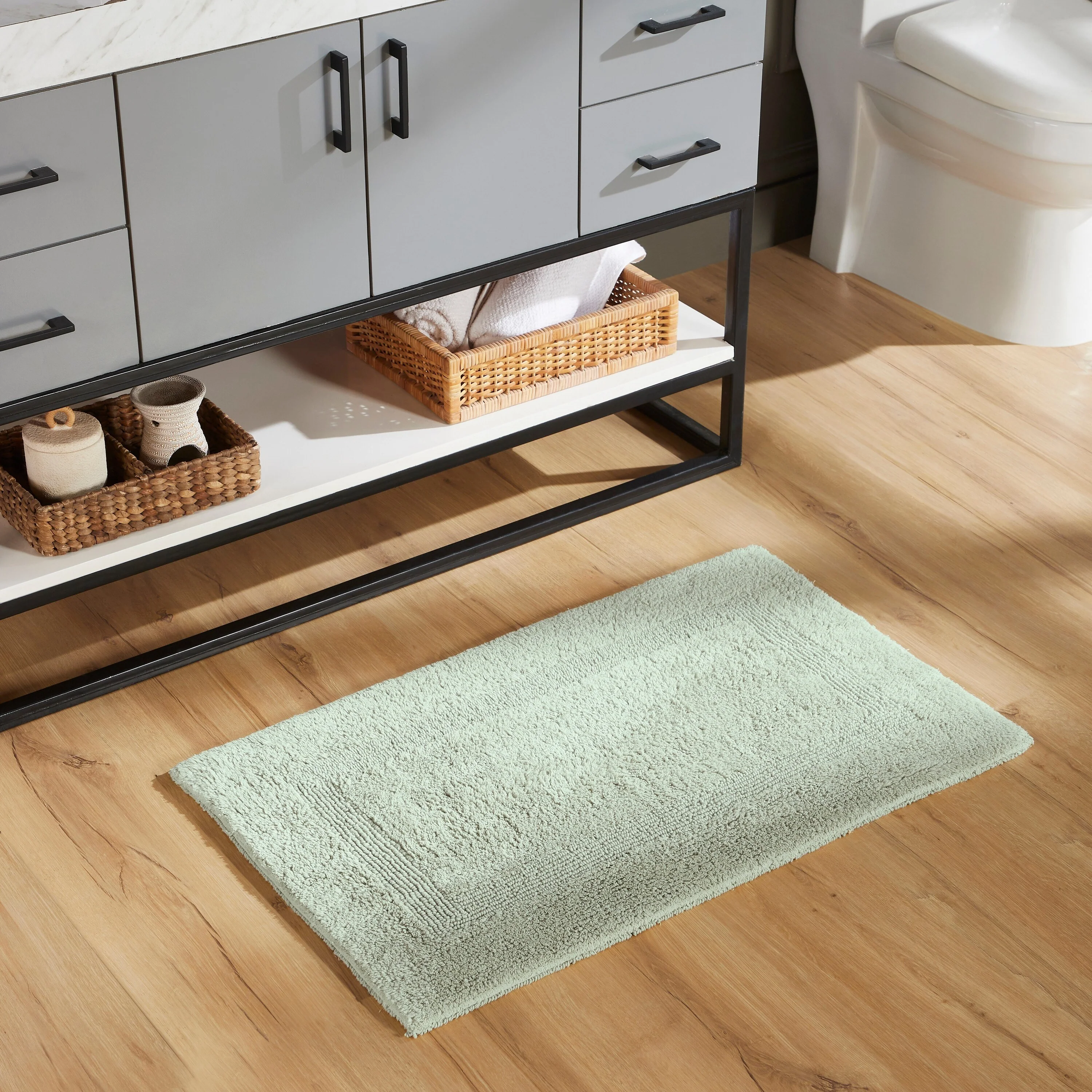 Better Trends Bath Rugs Set 100% Cotton Reversible Water Absorbent Bathroom Rug for Shower, Sink, Bath Mats - Lux Collection