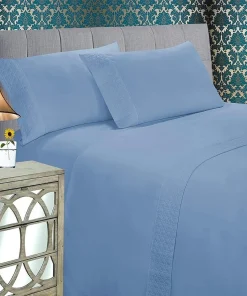 Elegant Comfort Luxurious Soft & Coziest 4-Piece Quilted Bed Sheet Set on Flat Sheet and Pillowcases