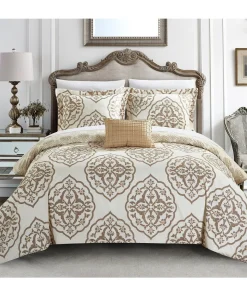 Chic Home Froilan 4-Piece Reversible Beige Duvet Cover Set