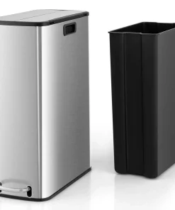 Costway 12 Gallon Wings Open Lid Trash Can with Soft-Closing Lids &