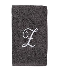 Avanti Linens Granite/Silver Script Monogram Hand Towel Letter Z - Hand Towel