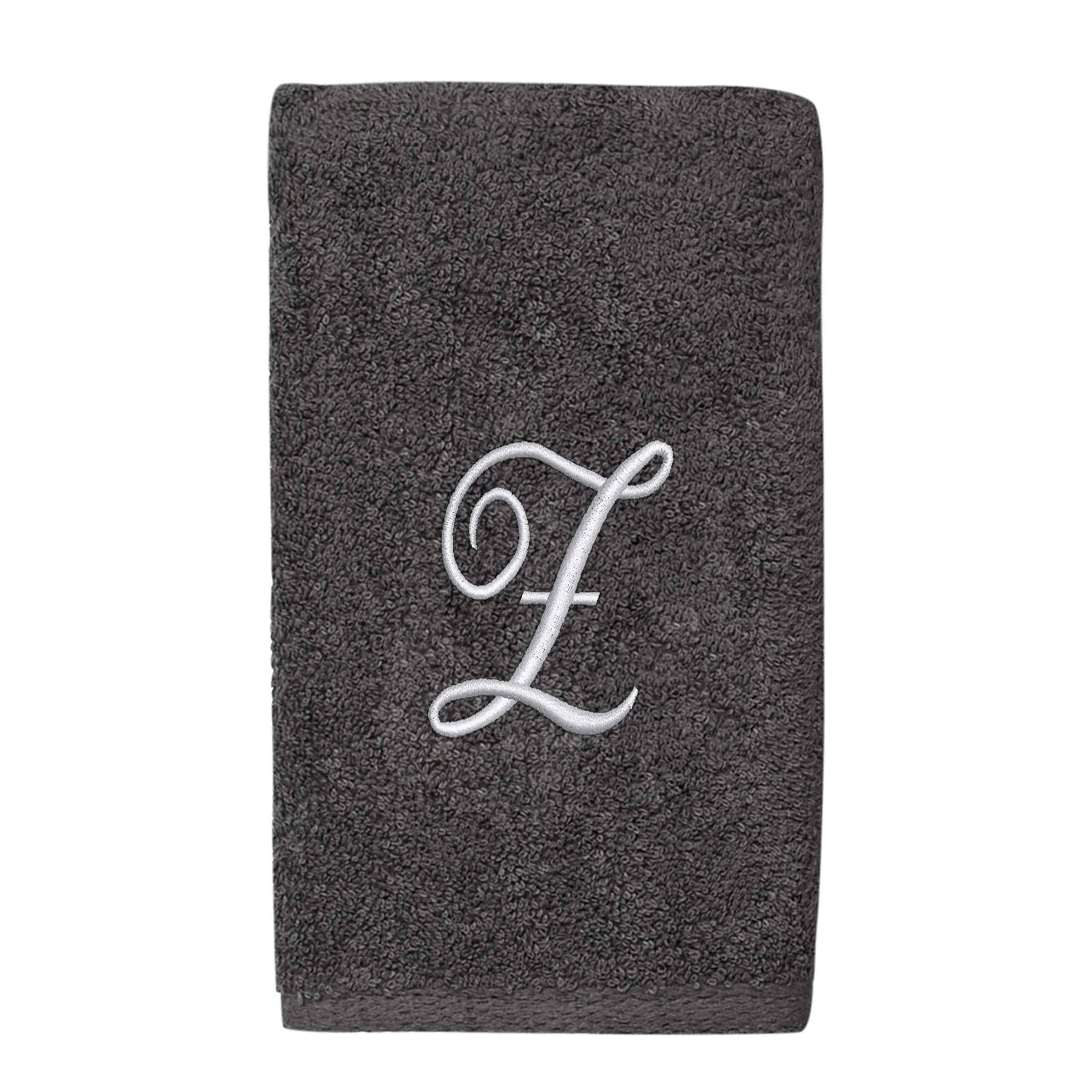 Avanti Linens Granite/Silver Script Monogram Hand Towel Letter Z - Hand Towel