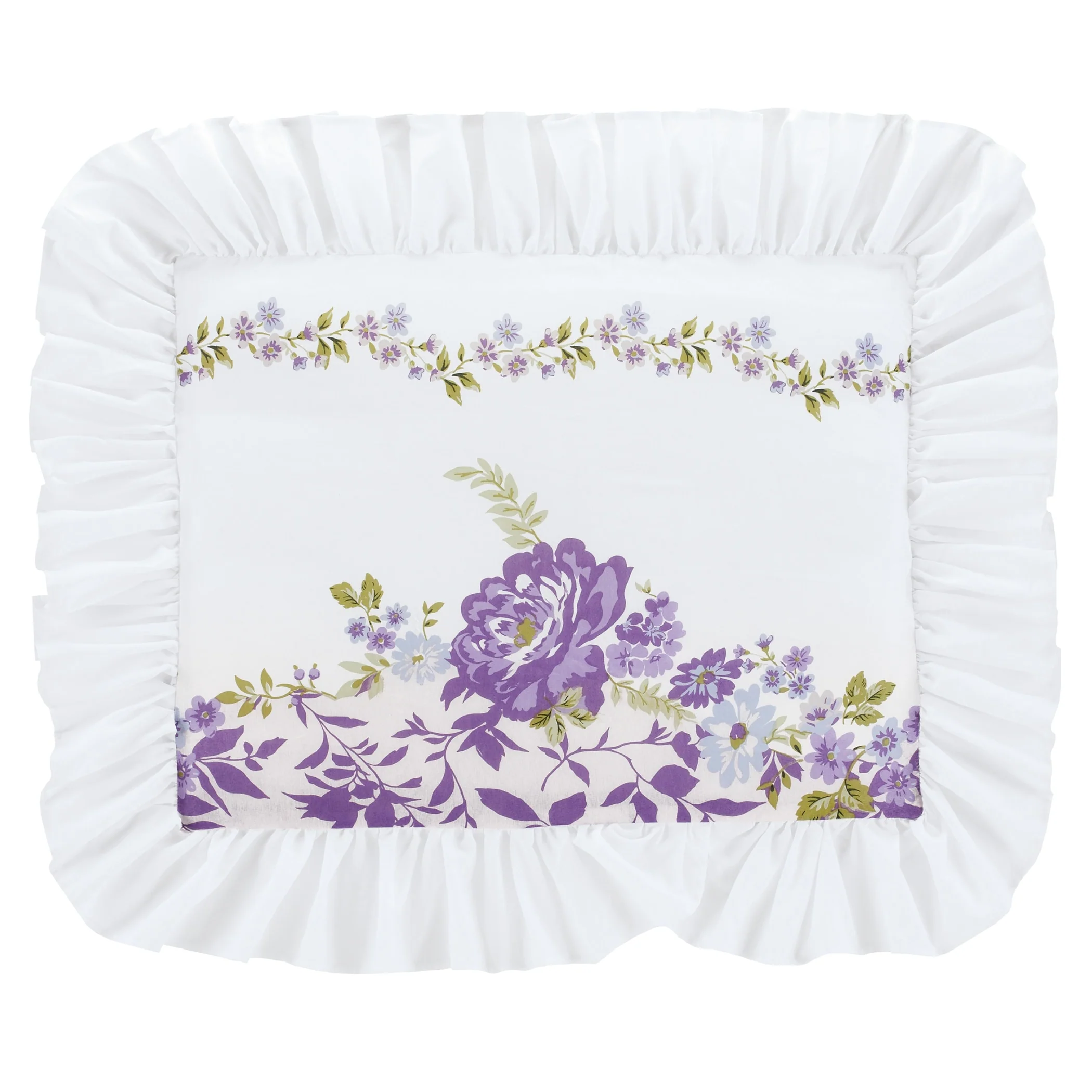 Lavender Floral Garden Ruffled Edge Pillow Sham