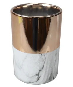 Home Basics Gold Athena Marble Utensil Crock - 7.5" x 5" x 5"