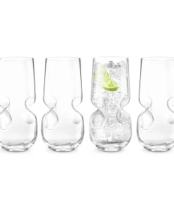 Final Touch Bubbles Seltzer Beverage Glasses - Set of 4 - 17 oz