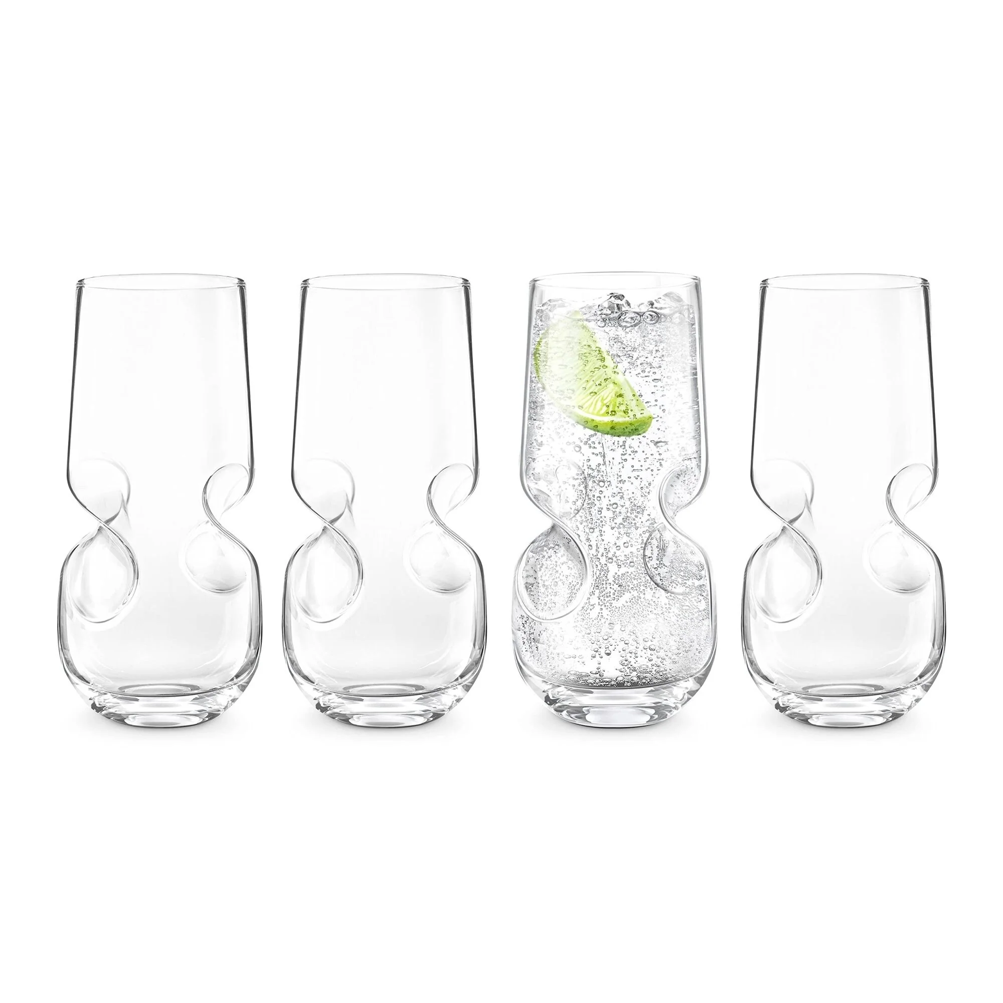 Final Touch Bubbles Seltzer Beverage Glasses - Set of 4 - 17 oz