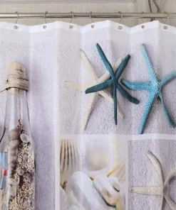 Bathroom Shower Curtains Beach Sea World Seashell Sandy Waterproof