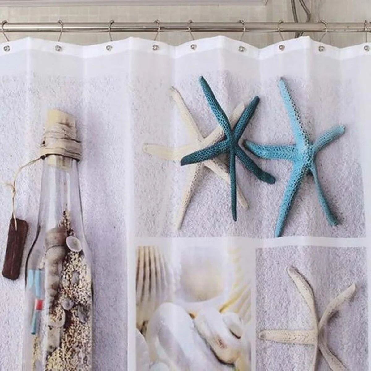 Bathroom Shower Curtains Beach Sea World Seashell Sandy Waterproof