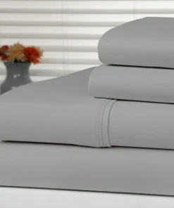 Anti-Microbial 4-Piece Sheet Set Queen SIlver