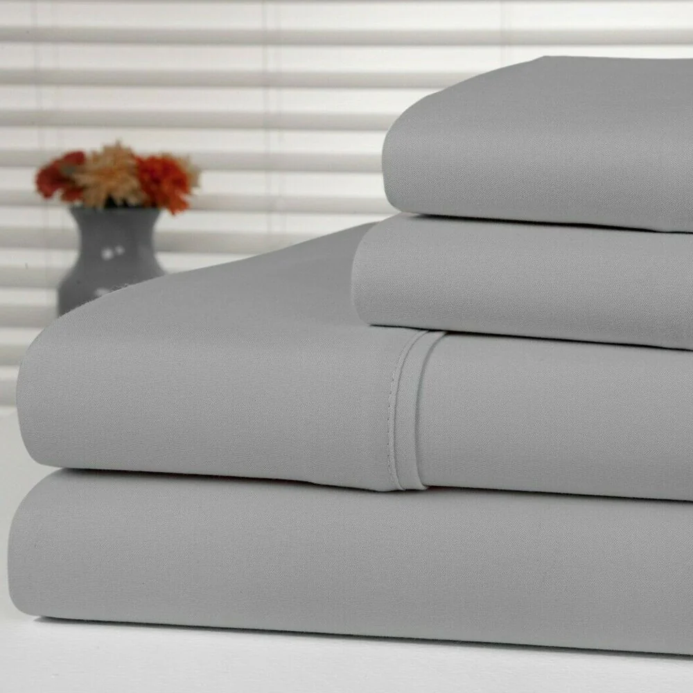 Anti-Microbial 4-Piece Sheet Set Queen SIlver