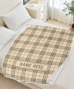 Custom Personalized Name Plaid Blanket,Custom Flannel Fleece Blanket with Name