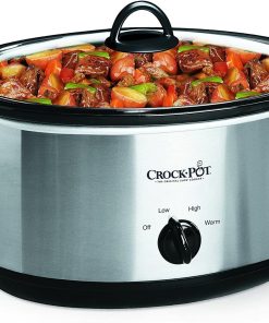 Crock-Pot 7 Quart Oval Manual Slow Cooker, Stainless Steel (SCV700-S-BR), Versatile Cookware for Large Families or Entertaining