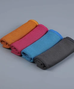 HOMESMART Set of 4 Blue Multi Color Polyester Nylon Cooling Towels - 12x35 inches