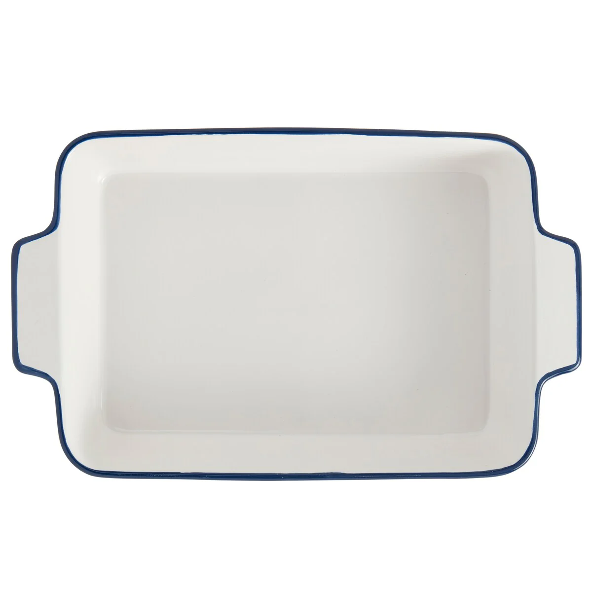 DENMARK TOOLS FOR COOKS 14"x8.75" RECT WHITE BAKER W/ BLUE RIM