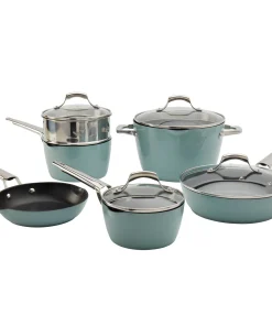 Denmark Allegra 10PC Aluminum Cookware Set - Ocean Breeze