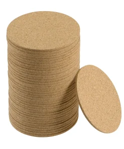 40pcs Cork Coasters Round Wooden Drinks Mats 3.5" Dia 0.12" Thick - Yellow - 3.5 x 0.12 inch