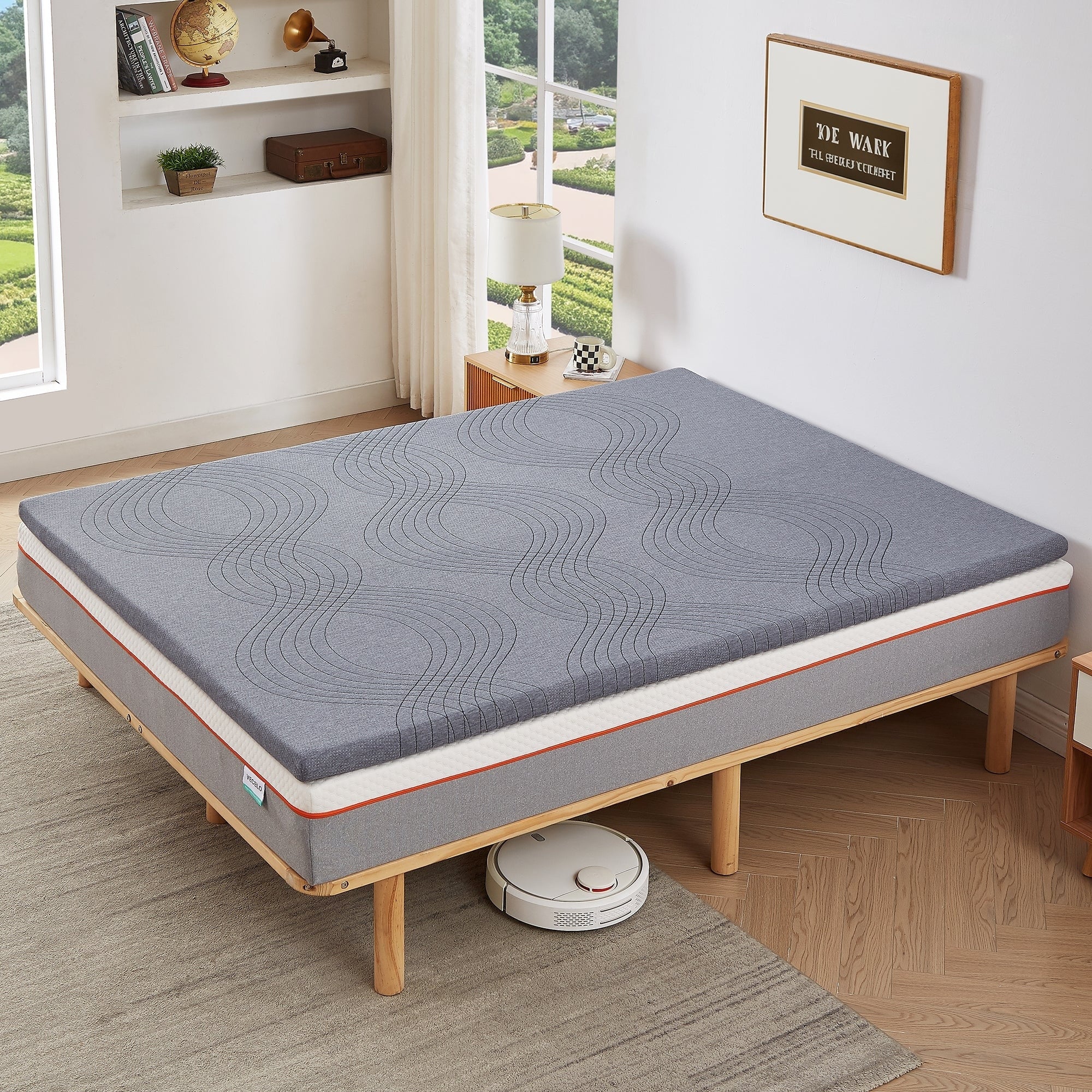 Javlergo 2 Inch/4 Inch Mattress Topper, Comfort Memory Foam Bed Topper with Removable Washable Cover, Gray - N/A