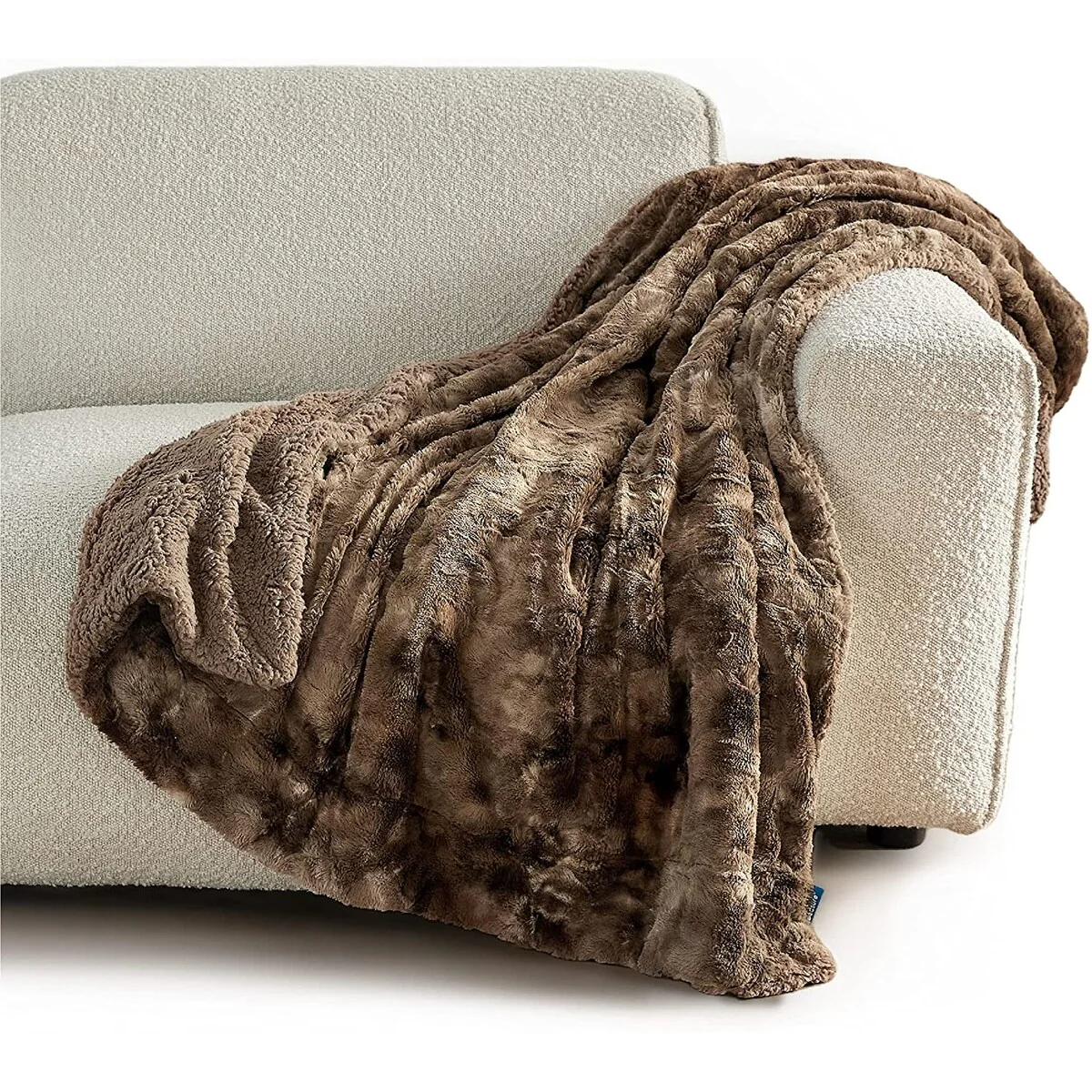 Faux Fur Throw Blanket for Couch